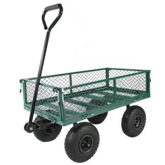 Jump Into Fun Wagon Cart, Metal Utility Wagon 660LBS Capacity, Garden Cart with Wheel, Mesh Metal Frame & Removable Sides, Yard Wagon Large Heavy Duty Wagon, Garden Cart and Wagon, Green