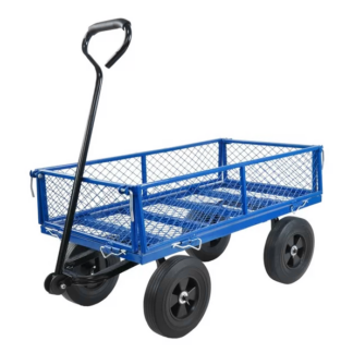 Jump Into Fun Wagon Cart, Metal Utility Wagon 550LBS Capacity, Garden Cart with Wheel, Mesh Metal Frame & Removable Sides, Yard Wagon Large Heavy Duty Wagon, Garden Cart and Wagon, Blue