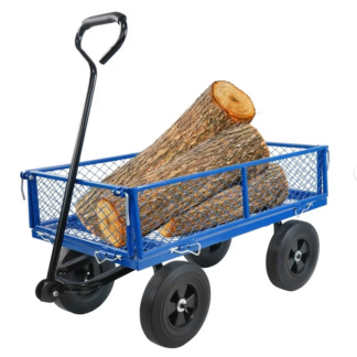 Jump Into Fun Wagon Cart, Steel Mesh Garden Cart with 10" Solid Wheel, Utility Wagon 660LBS Capacity, Garden Wagon with Removable Sides, Folding Garden Cart and Wagon Heavy Duty, Yard Wagon, Blue