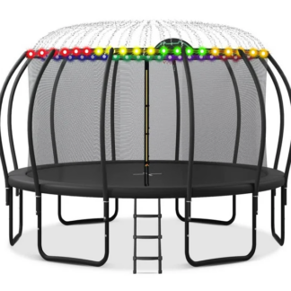 Jump Into Fun Trampoline 15FT, 1500LBS Trampoline for 3-4 Adults or 7-8 Kids, Trampoline with Enclosure, Basketball Hoop, More Gifts, Recreational Outdoor Spray Galvanized Trampoline