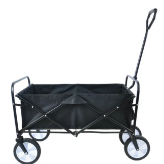 Jump Into Fun Wagon Cart, Newest Collapsible Wagon for Kids with Big Wheels, Push Bar, 2 Mesh Cup Holders, 200LBS Capacity Foldable Beach Wagon, Heavy Duty Utility Wagon Garden Cart for Yard, Black