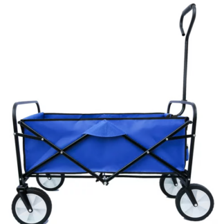 Jump Into Fun Wagon Cart, Newest Collapsible Wagon for Kids with Big Wheels, Push Bar, 2 Mesh Cup Holders, 200LBS Capacity Foldable Beach Wagon, Heavy Duty Utility Wagon Garden Cart for Yard, Blue