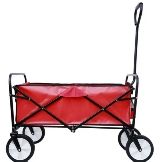Jump Into Fun Wagon Cart, Newest Collapsible Wagon for Kids with Big Wheels, Push Bar, 2 Mesh Cup Holders, 200LBS Capacity Foldable Beach Wagon, Heavy Duty Utility Wagon Garden Cart for Yard, Red