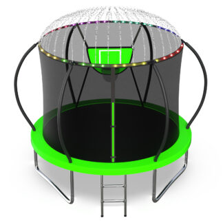 Jump Into Fun Trampoline, 10FT 12FT 14FT 16FT 1000LBS Trampoline for Adults and Kids, Trampoline with Enclosure, Basketball Hoop and Basketball, LED Light and More Gifts, Outdoor Pumpkin Trampoline