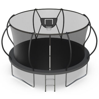 Jump Into Fun Trampoline, 12FT 10FT 14FT 16FT 1200LBS Trampoline for Adults and Kids, Trampoline with Enclosure, Basketball Hoop and Basketball, Outdoor Heavy Duty Pumpkin Trampoline