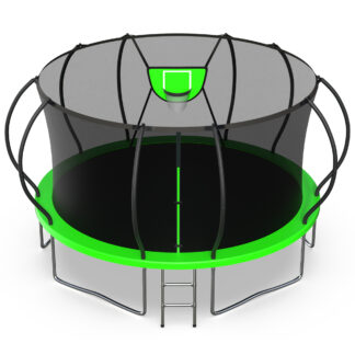 Jump Into Fun Trampoline, 14FT 10FT 12FT 16FT 1400LBS Trampoline for Adults and Kids, Trampoline with Enclosure, Basketball Hoop and Basketball, Outdoor Heavy Duty Pumpkin Trampoline