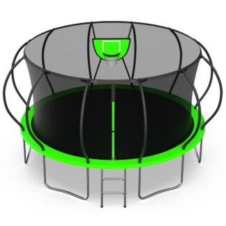 Jump Into Fun Trampoline, 16FT 10FT 12FT 14FT 1500LBS Trampoline for Adults and Kids, Trampoline with Enclosure, Basketball Hoop and Basketball, Outdoor Pumpkin Trampoline