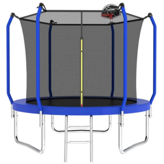 Jump Into Fun Trampoline 14FT 12FT 10FT 8FT, 800LBS Trampoline for 2-3 Kids, Outdoor Trampoline with Enclosure, Basketball Hoop and Ladder, Upgraded Galvanized Recreational Trampoline