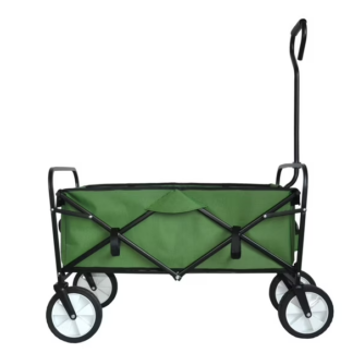 Jump Into Fun Wagon Cart, Newest Collapsible Wagon for Kids with Big Wheels, Push Bar, 2 Mesh Cup Holders, 200LBS Capacity Foldable Beach Wagon, Heavy Duty Utility Wagon Garden Cart for Yard, Green