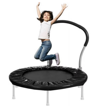 Jump Into Fun 36'' Trampoline for Kids, Toddler Trampoline with Foldable Handle Bar and Safety Padded Cover, Indoor/ Outdoor Mini Fitness Rebounder Trampoline for Adults, Safe and Secure