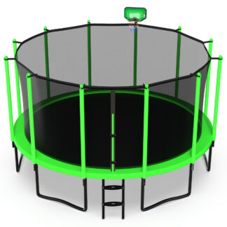 Jump Into Fun 15FT Trampoline for Adults/ 7-9 Kids, 1500LBS Capacity Trampolines with Enclosure, Basketball Hoop, Wind Stakes, Heavy Duty Outdoor Galvanized Anti-Rust Coating Recreational Trampoline