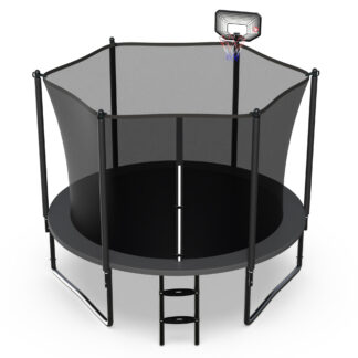 Jump Into Fun Trampoline 8FT 10FT 12FT 14FT 15FT 16FT, Trampoline for Adults and Kids with Enclosure, Basketball Hoop, Wind Stakes and AntiRust Coating, 1000LBS Outdoor Recreational Trampolines