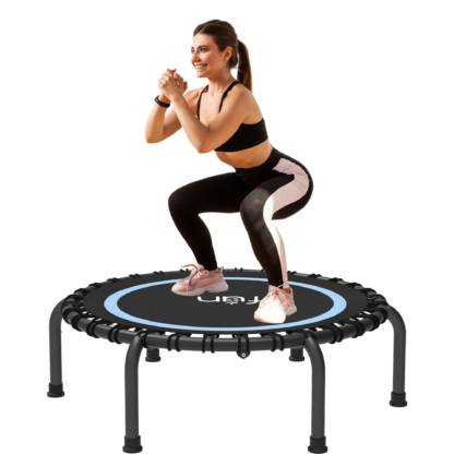 Jump Into Fun 48'' Foldable Mini Trampoline with Durable Bungees and Waterproof Jumping Mat, Fitness Rebounder Trampoline for Adults, 330LBS Indoor/Outdoor Workout Trampoline