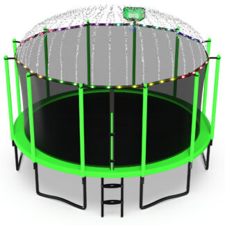 Jump Into Fun 15FT Trampoline for Adults/ 7-9 Kids, 1500LBS Trampolines with Enclosure, LED Light, Basketball Hoop, Wind Stakes, Heavy Duty Outdoor Anti-Rust Coating Recreational Trampoline for Gift