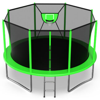 Jump Into Fun Trampoline 12FT 8 10 14 15 16FT Outdoor Trampoline for Kids and Adults with Enclosure and Basketball Hoop, 1200LBS Weight Capacity for 4-5 Adults and Kids, Easy Assembly