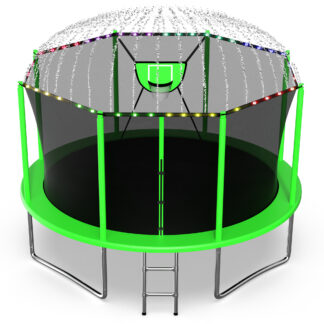 Jump Into Fun Trampoline 12FT 8 10 14 15 16FT Outdoor Trampoline for Kids and Adults with Enclosure and Basketball Hoop, Lights,Sprinklers and More Gifts, 1200LBS Trampoline for 4-5 Adults and Kids