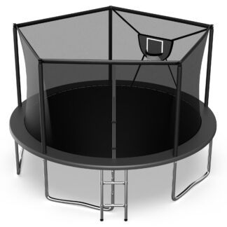 Jump Into Fun Trampoline 14FT 8 10 12 15 16FT Outdoor Trampoline for Kids and Adults with Enclosure and Basketball Hoop, 1400LBS Weight Capacity for 6-8 Adults and Kids, Easy Assembly