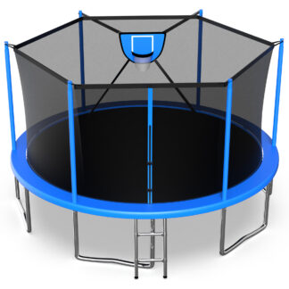 Jump Into Fun Trampoline 16FT 8 10 12 14 15 FT Outdoor Trampoline for Kids and Adults with Enclosure and Basketball Hoop, 1500LBS Weight Capacity for 8-10 Adults and Kids, Easy Assembly