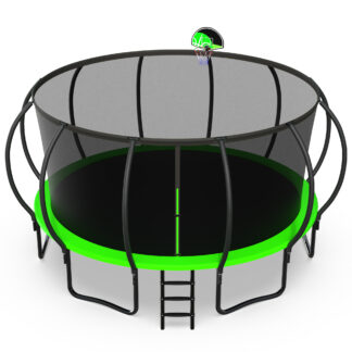 Jump Into Fun 16FT Trampoline 1500LBS for 10 Kids and Adults, Galvanized Anti-Rust Coating Pumpkin Outdoor Trampolines with Enclosure Net and Basketball Hoop, Gift Family Use
