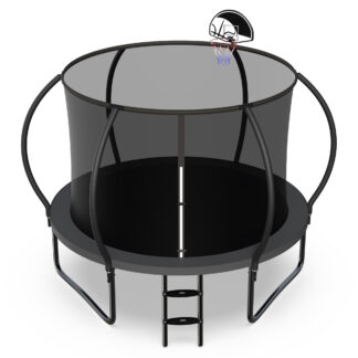 Jump Into Fun 10FT Trampoline 1000LBS for 4 Kids and Adults, Galvanized Anti-Rust Coating Pumpkin Outdoor Trampolines with Enclosure Net and Basketball Hoop, Gift Family Use