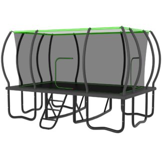 Jump Into Fun Rectangle Trampoline 10x17FT, 2000LBS Weight Capacity Heavy Duty Outdoor Large Gymnastics Trampolines for Kids and Adults with Enclosure Net
