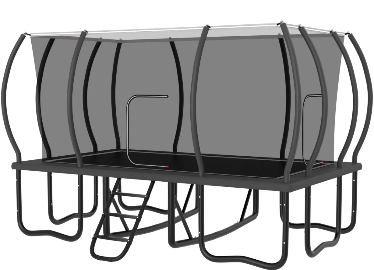 Jump Into Fun Rectangle Trampoline 10x17FT, 2000LBS Weight Capacity Heavy Duty Outdoor Large Gymnastics Trampolines for Kids and Adults with Enclosure Net