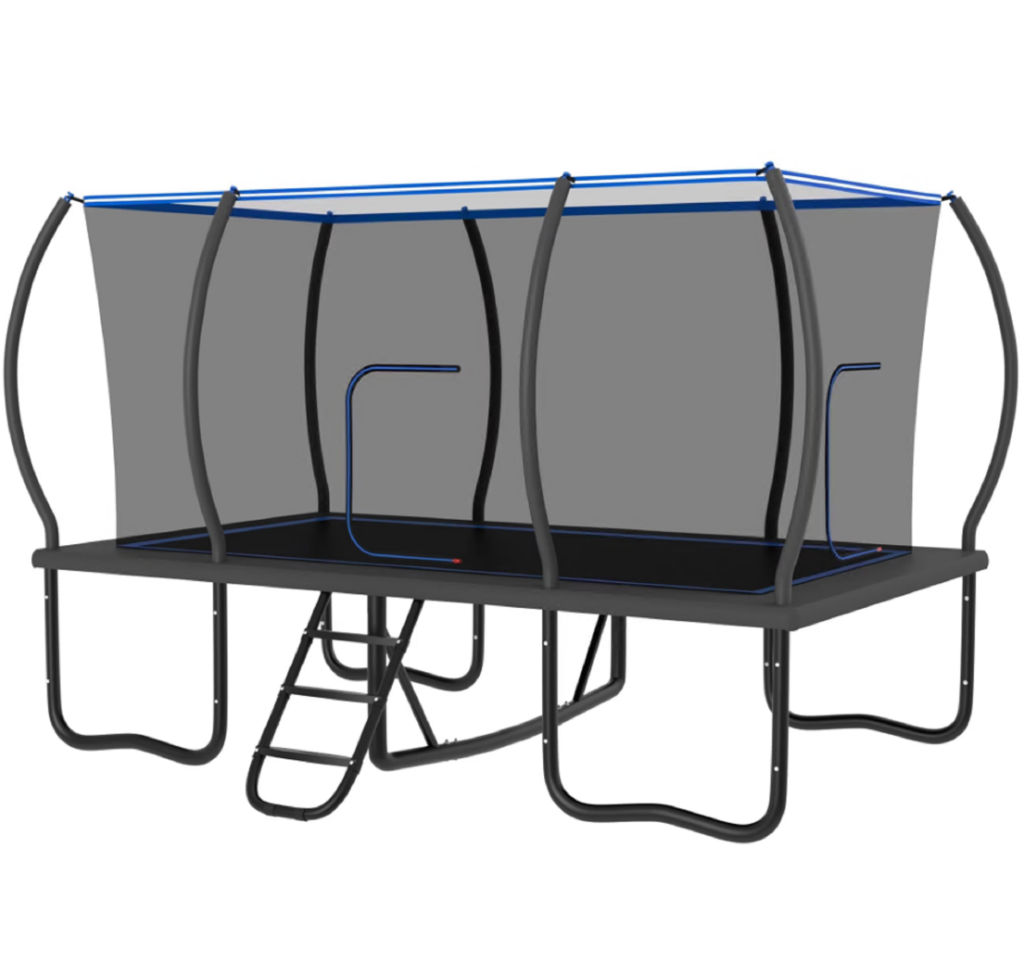 Jump Into Fun Rectangle Trampoline 8x14FT, 2000LBS Weight Capacity Heavy Duty Outdoor Large Gymnastics Trampolines for Kids and Adults with Enclosure Net