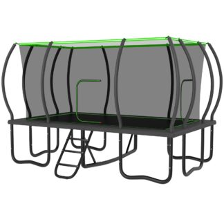 Jump Into Fun Rectangle Trampoline 9x15FT, Large Outdoor Trampolines for Kids and Adults, 2000LBS Weight Capacity Heavy Duty Backyard Gymnastics Trampoline with Safety Enclosure Net, Rust-Resistant